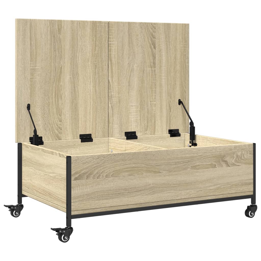 Tavolino con Ruote Rovere Sonoma 91x55x34 cm Legno Multistrato | homemem39
