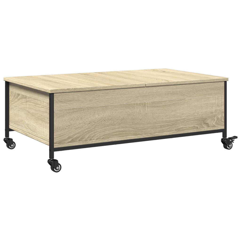 Tavolino con Ruote Rovere Sonoma 91x55x34 cm Legno Multistrato | homemem39