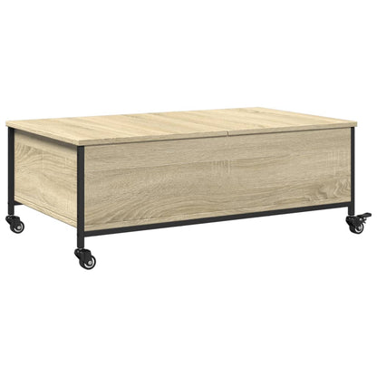 Tavolino con Ruote Rovere Sonoma 91x55x34 cm Legno Multistrato | homemem39
