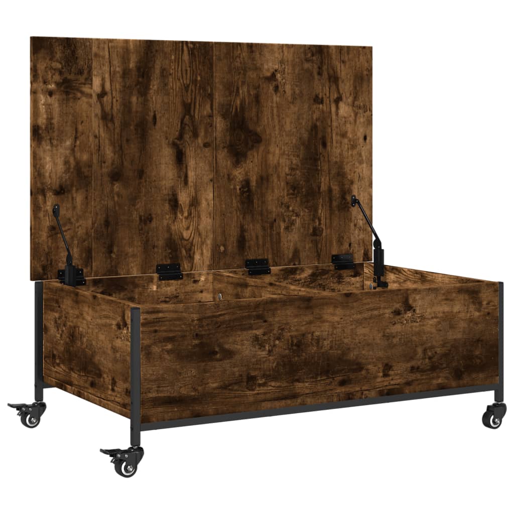 Tavolino con Ruote Rovere Fumo 91x55x34 cm in Legno Multistrato | homemem39