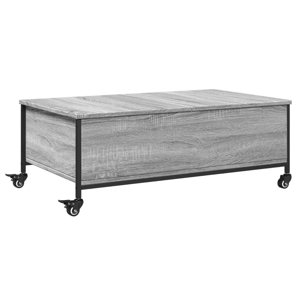 Tavolino con Ruote Grigio Sonoma 91x55x34 cm Legno Multistrato | homemem39