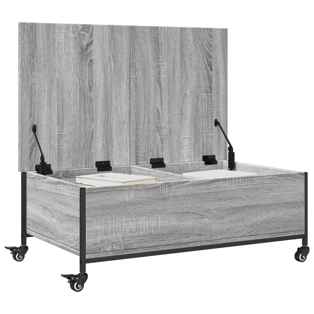 Tavolino con Ruote Grigio Sonoma 91x55x34 cm Legno Multistrato | homemem39