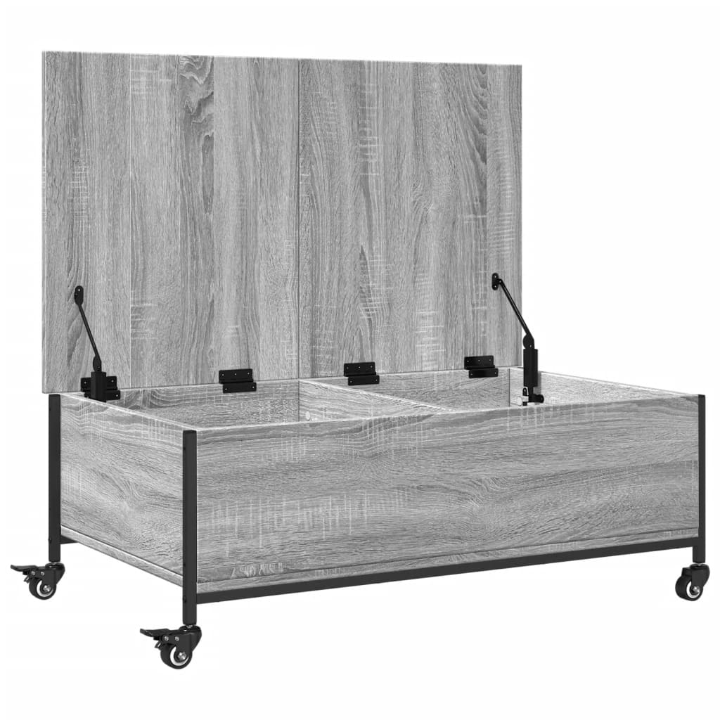 Tavolino con Ruote Grigio Sonoma 91x55x34 cm Legno Multistrato | homemem39