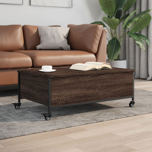 Tavolino con Ruote Rovere Marrone 91x55x34 cm Legno Multistrato | homemem39
