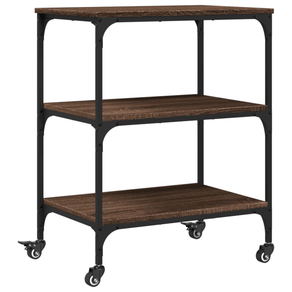 Kitchen Trolley Brown Oak 60x41x76 cm Plywood