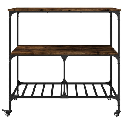 Smoked Oak Kitchen Trolley 100x50x95cm in Plywood