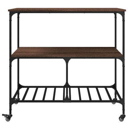 Kitchen Trolley Brown Oak 100x50x95 cm Plywood