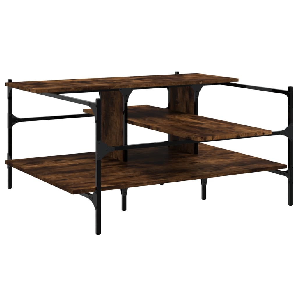Tavolino Salotto Rovere Fumo 100x100x48,5cm Legno Multistrato