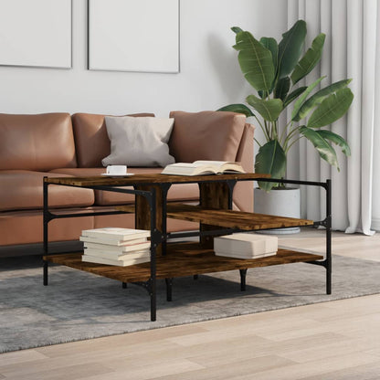 Tavolino Salotto Rovere Fumo 100x100x48,5cm Legno Multistrato