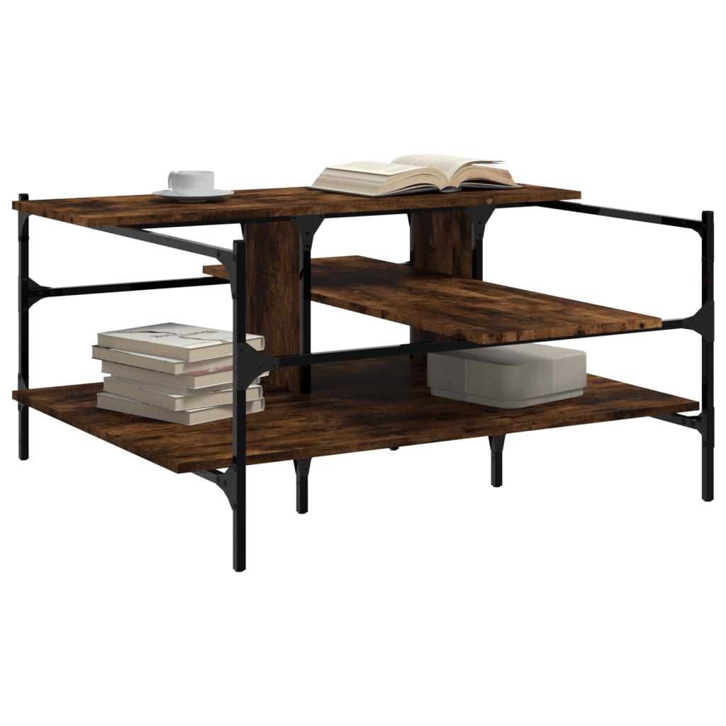 Tavolino Salotto Rovere Fumo 100x100x48,5cm Legno Multistrato
