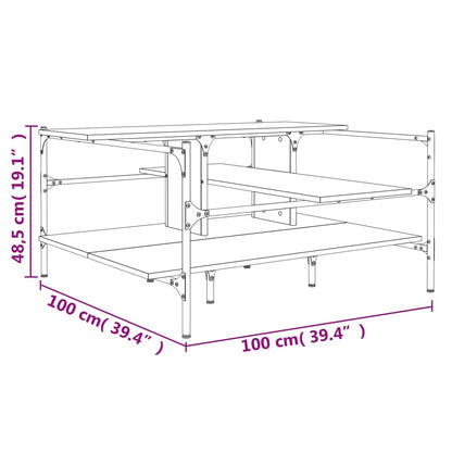 Tavolino Salotto Rovere Fumo 100x100x48,5cm Legno Multistrato