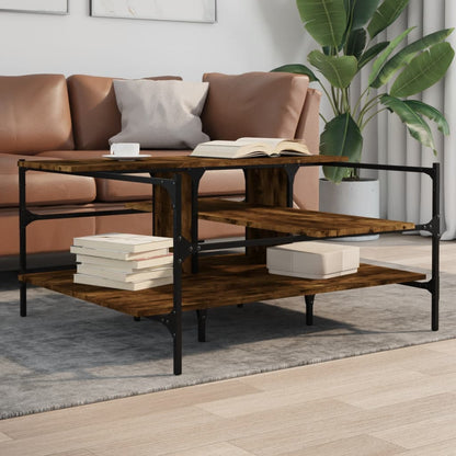 Tavolino Salotto Rovere Fumo 100x100x48,5cm Legno Multistrato