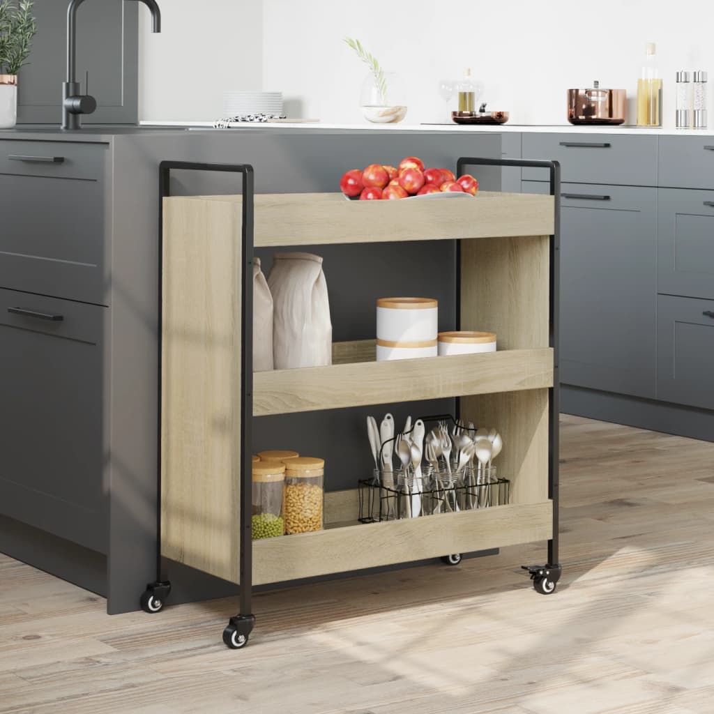 Sonoma Oak Kitchen Trolley 70x30x82 cm Plywood