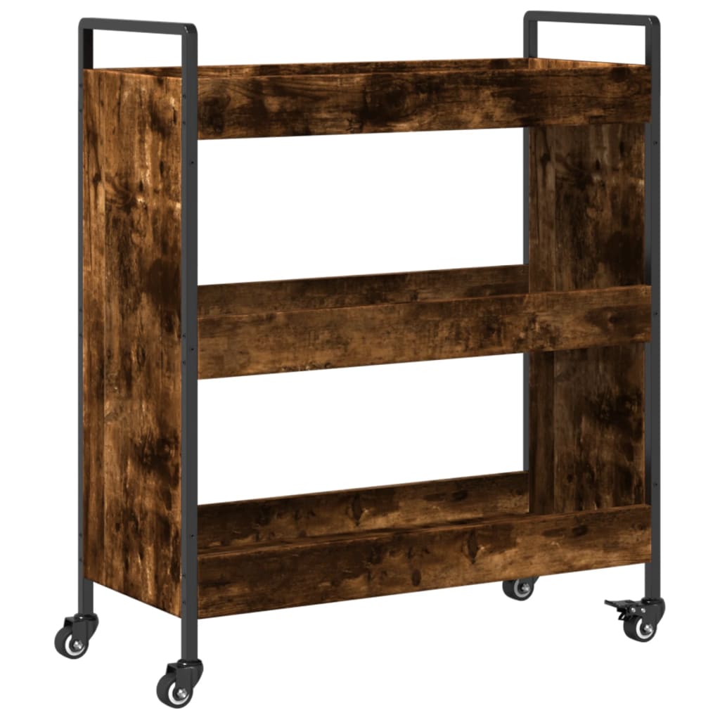 Smoked Oak Kitchen Trolley 70x30x82 cm in Plywood