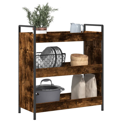 Smoked Oak Kitchen Trolley 70x30x82 cm in Plywood