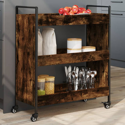 Smoked Oak Kitchen Trolley 70x30x82 cm in Plywood