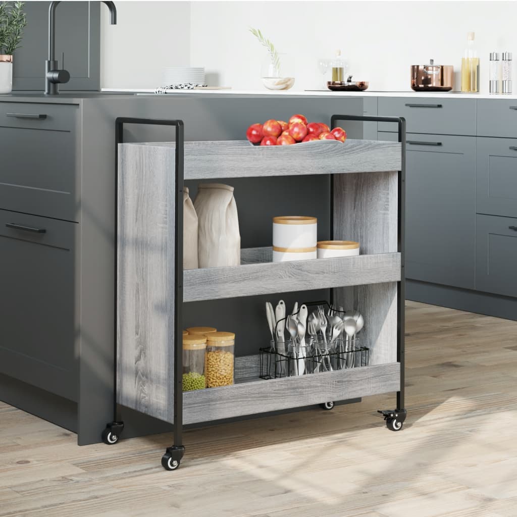 Carrello da Cucina Grigio Sonoma 70x30x82 cm Legno Multistrato