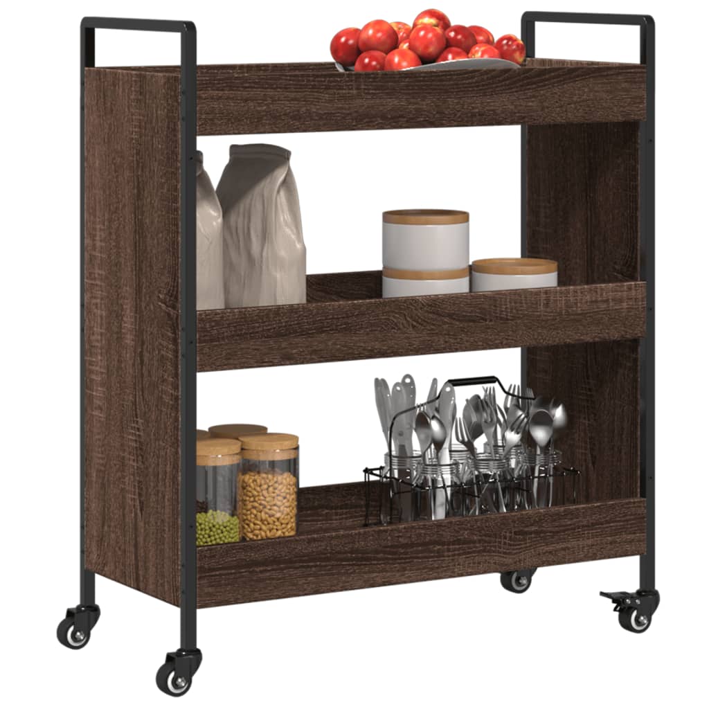 Carrello da Cucina Rovere Marrone 70x30x82 cm Legno Multistrato - homemem39