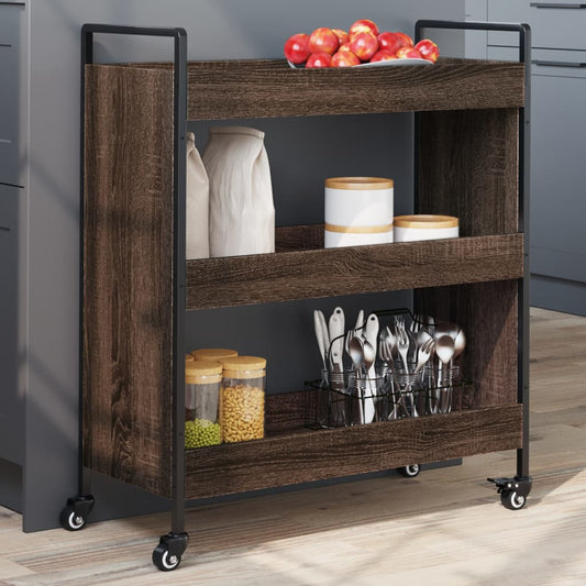 Carrello da Cucina Rovere Marrone 70x30x82 cm Legno Multistrato - homemem39