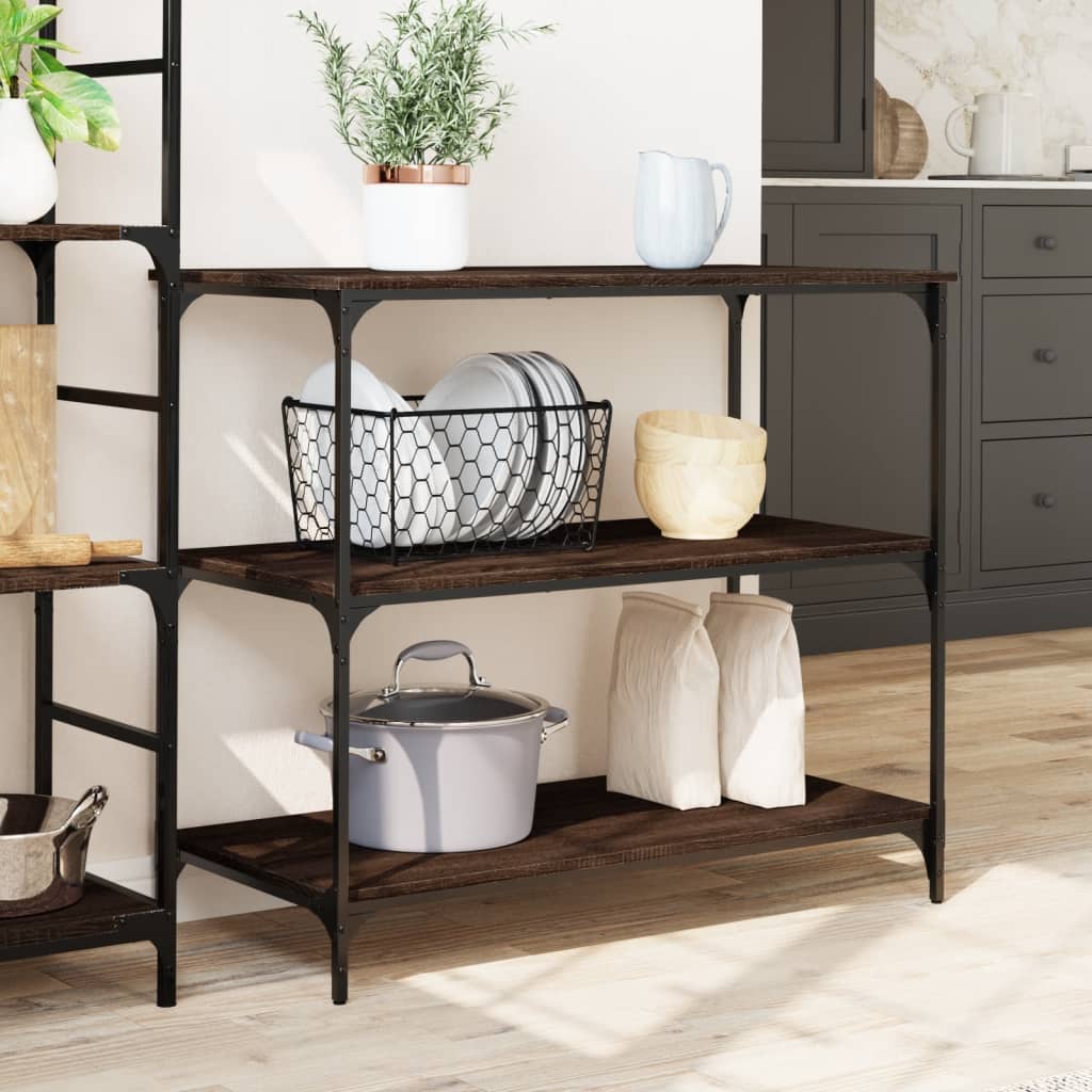 Kitchen Trolley Brown Oak 102x50x95 cm Plywood