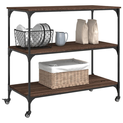 Kitchen Trolley Brown Oak 102x50x95 cm Plywood