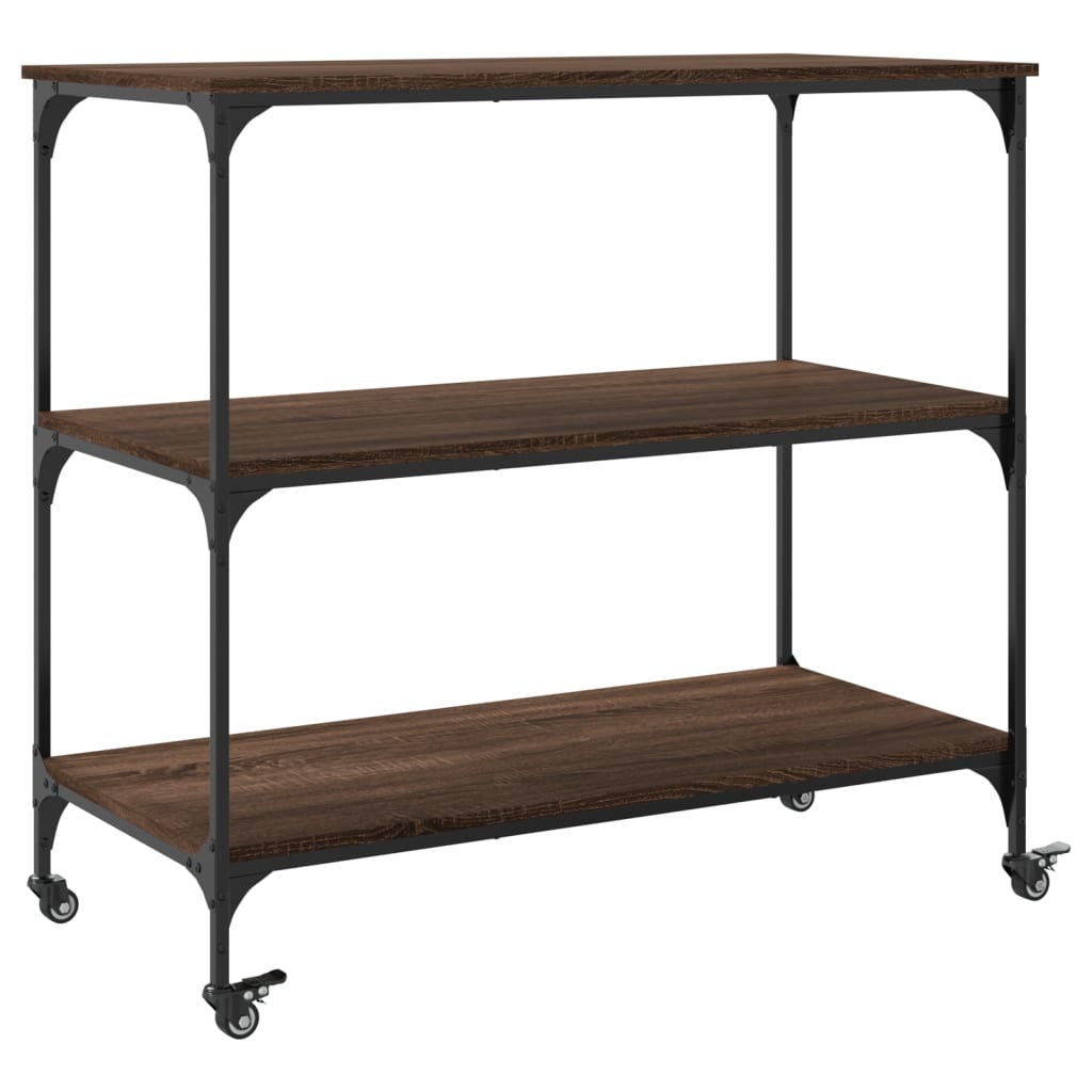 Kitchen Trolley Brown Oak 102x50x95 cm Plywood