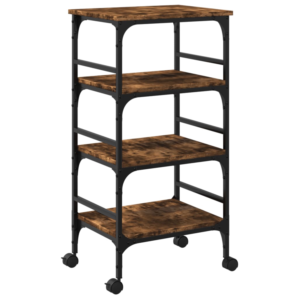 Smoked Oak Kitchen Trolley 45x35x89.5 cm Plywood