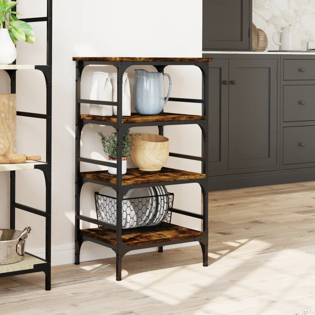 Smoked Oak Kitchen Trolley 45x35x89.5 cm Plywood