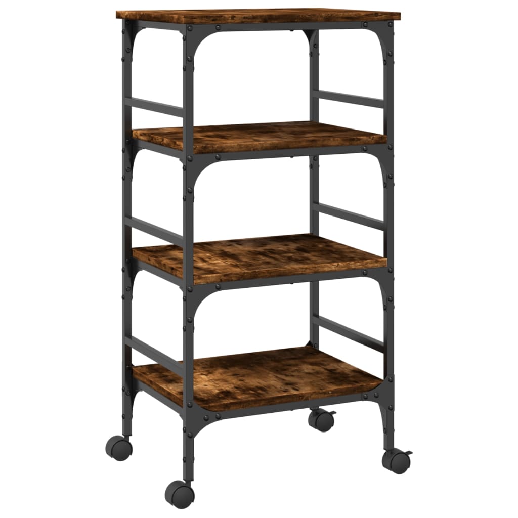 Smoked Oak Kitchen Trolley 45x35x89.5 cm Plywood