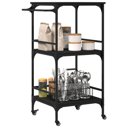 Carrello da Cucina Nero 60,5x50x105 cm in Legno Multistrato