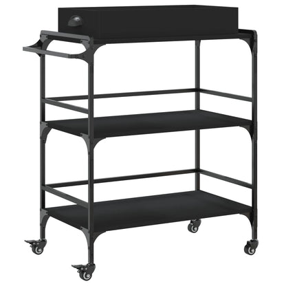 Black Kitchen Trolley 81.5x41x92.5 cm in Plywood