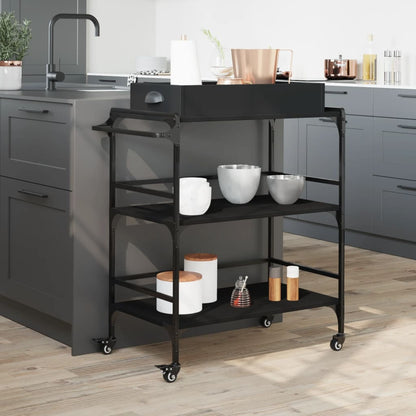 Black Kitchen Trolley 81.5x41x92.5 cm in Plywood