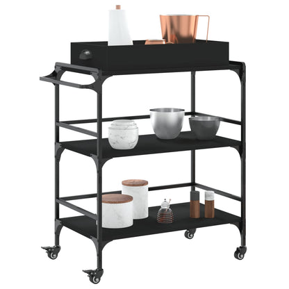 Black Kitchen Trolley 81.5x41x92.5 cm in Plywood