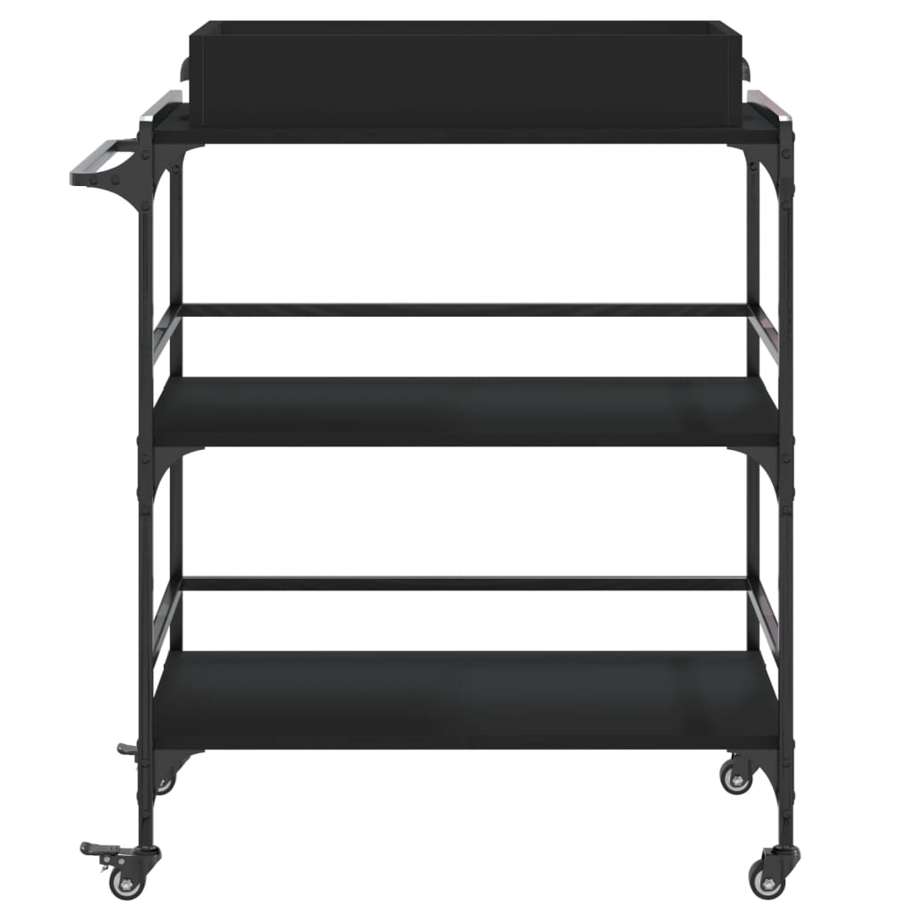 Black Kitchen Trolley 81.5x41x92.5 cm in Plywood