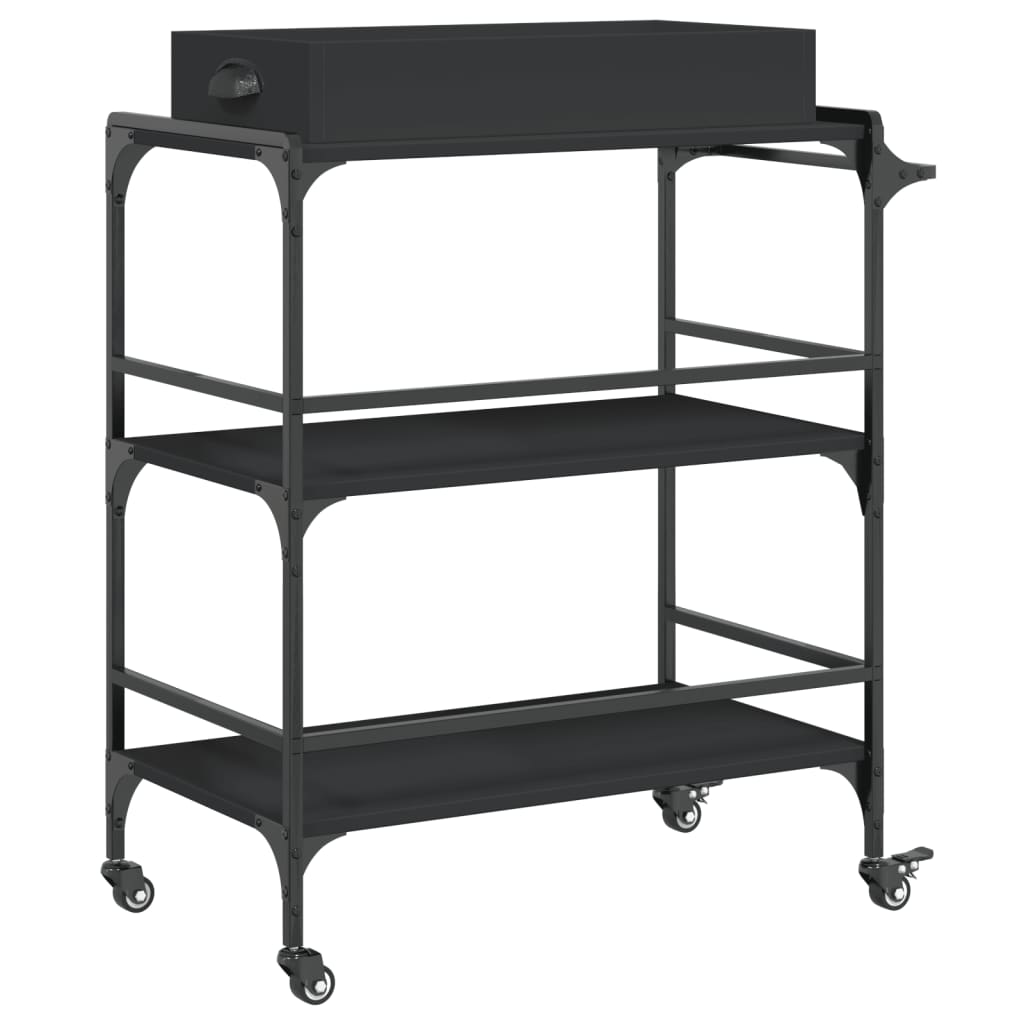 Black Kitchen Trolley 81.5x41x92.5 cm in Plywood