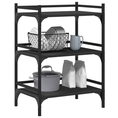 Black Kitchen Trolley 50x35x75.5 cm in Plywood