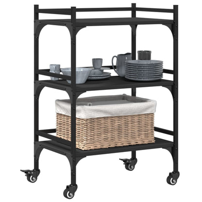 Black Kitchen Trolley 50x35x75.5 cm in Plywood