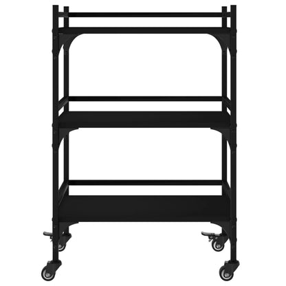 Black Kitchen Trolley 50x35x75.5 cm in Plywood