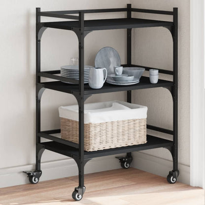 Black Kitchen Trolley 50x35x75.5 cm in Plywood