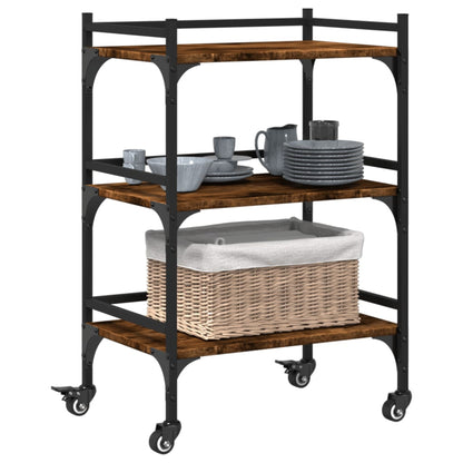 Smoked Oak Kitchen Trolley 50x35x75.5 cm Plywood