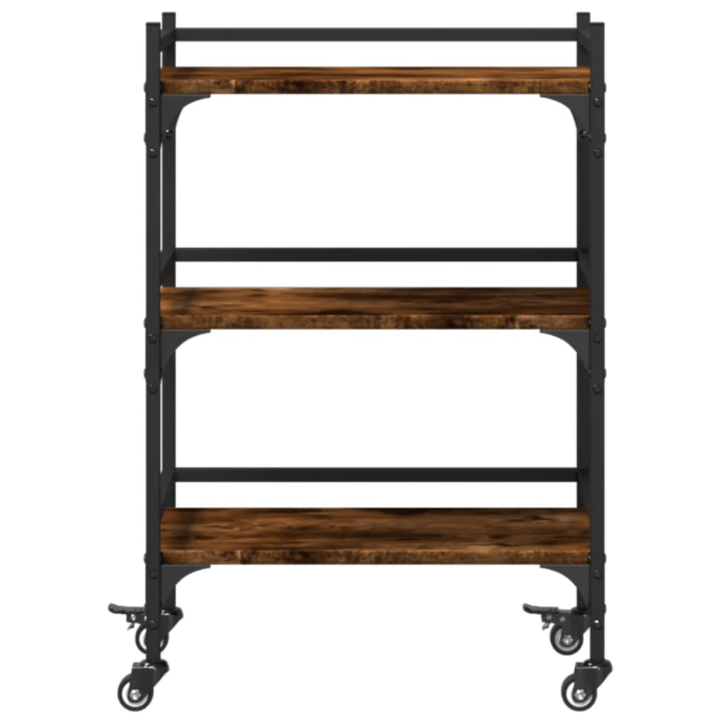 Smoked Oak Kitchen Trolley 50x35x75.5 cm Plywood