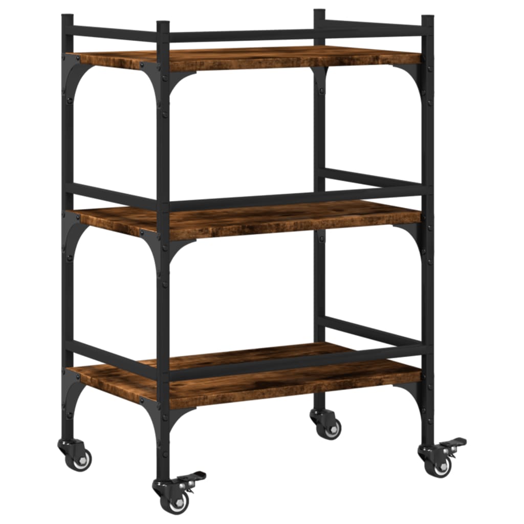 Smoked Oak Kitchen Trolley 50x35x75.5 cm Plywood