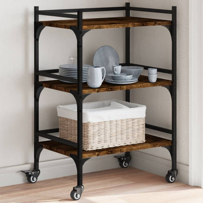 Smoked Oak Kitchen Trolley 50x35x75.5 cm Plywood