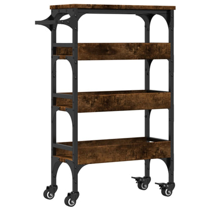 Smoked Oak Kitchen Trolley 53x20x76 cm in Plywood