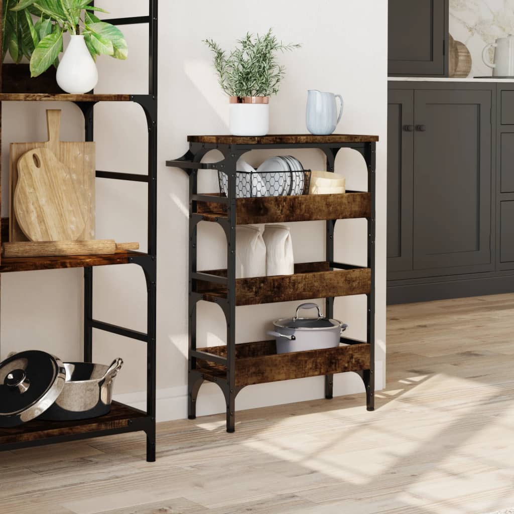 Smoked Oak Kitchen Trolley 53x20x76 cm in Plywood