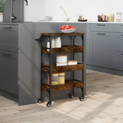 Smoked Oak Kitchen Trolley 53x20x76 cm in Plywood