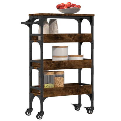 Smoked Oak Kitchen Trolley 53x20x76 cm in Plywood