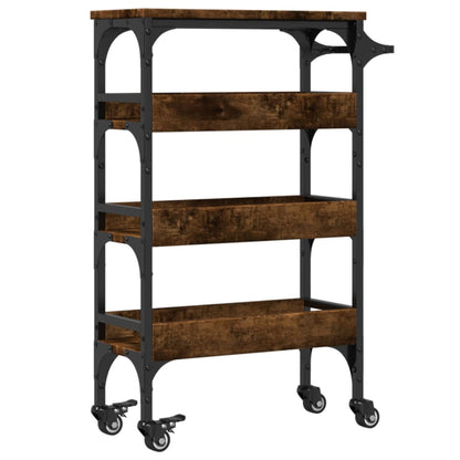 Smoked Oak Kitchen Trolley 53x20x76 cm in Plywood