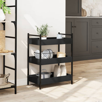 Black Kitchen Trolley 50x30x70 cm in Multilayer Wood