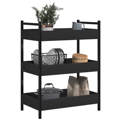 Black Kitchen Trolley 50x30x70 cm in Multilayer Wood